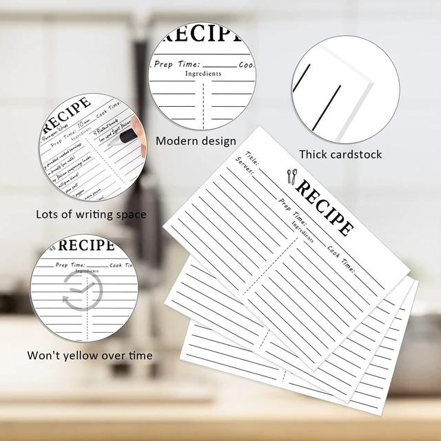 Alt view image 6 of 7 - 100 Blank Recipe Cards, 3x5, Double Sided, White, for Bridal Shower and Wedding