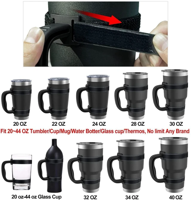 Alt view image 2 of 7 - Anti-Slip Adjustable Tumbler Handle Fits 20-40 Oz Cups of YETI, RTIC, Ozark Trail, Tervis, Corkcicle, Slm, Reduce Cold, Artic, Atlin, Bubba, SIC, Etc