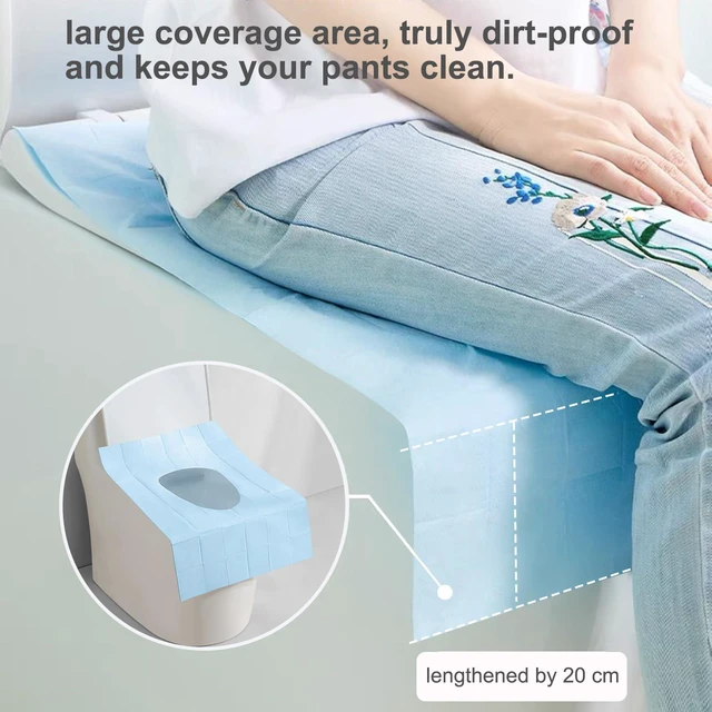 Alt view image 6 of 7 - 20pcs Disposable Toilet Seat Covers Stick-On Non-Slip, Portable Travel Toilet Seat Mats, Individually Wrapped for Public Toilets Hospital Hotel