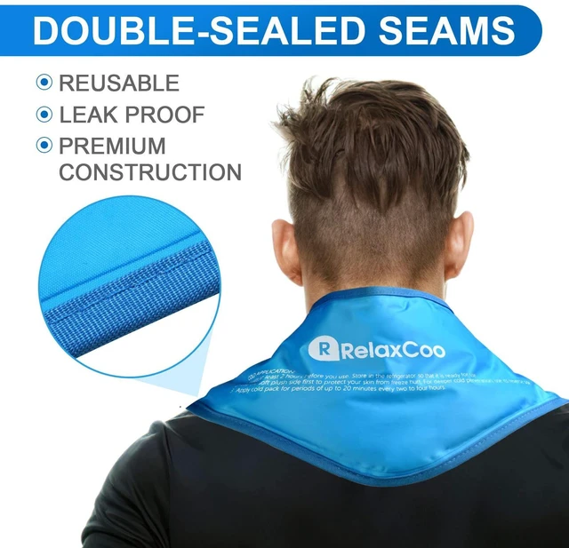 Alt view image 2 of 6 - RelaxCoo Neck Ice Pack Wrap, Reusable Gel Ice Pack for Neck and Shoulders, Cold Compress Therapy for Pain Relief, Injuries, Swelling, Bruises, Sprains, Inflammation