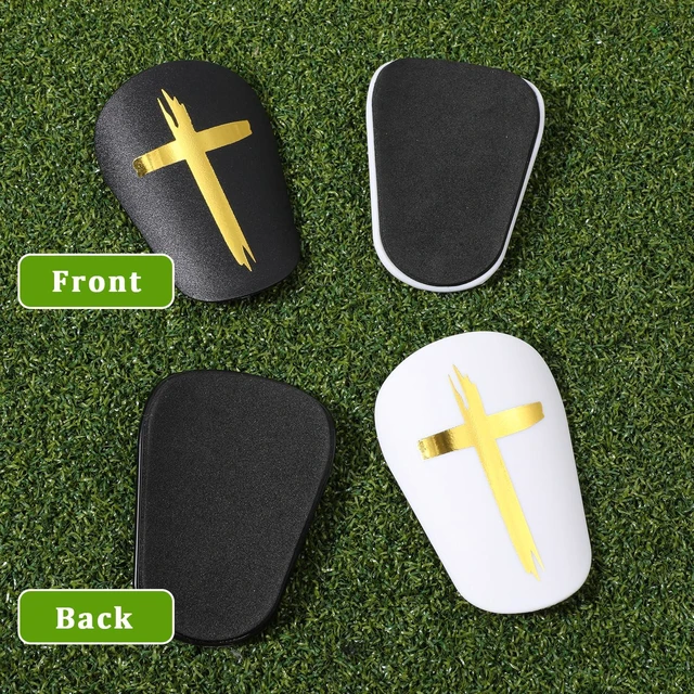 Alt view image 7 of 7 - 2 Pairs Black & White Cross Extra Mini Soccer Shin Guards 3x2 Inch Lightweight Comfortable Shin Pads for Men Women
