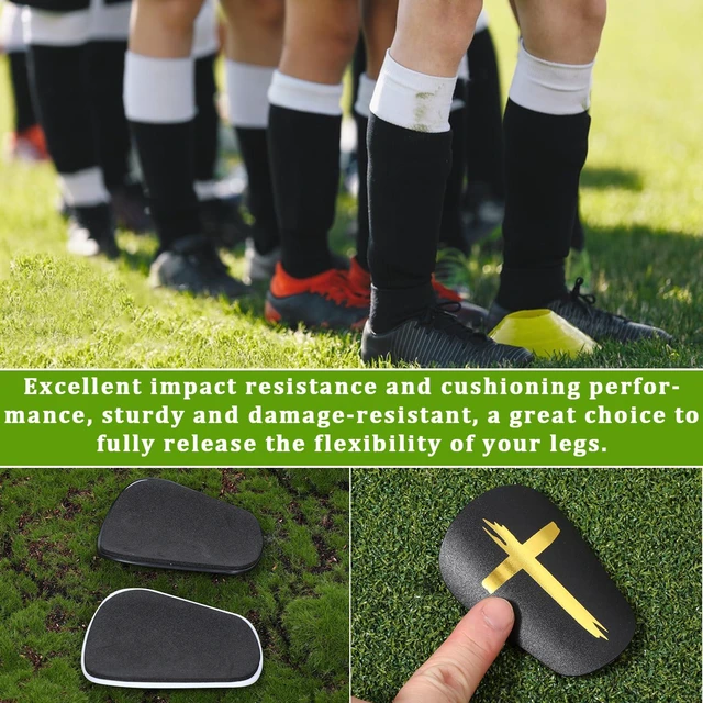 Alt view image 4 of 7 - 2 Pairs Black & White Cross Extra Mini Soccer Shin Guards 3x2 Inch Lightweight Comfortable Shin Pads for Men Women