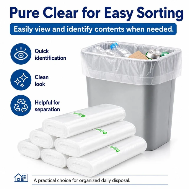 Alt view image 3 of 7 - Teivio 3-3.2 Gallon 120 Counts Small Trash Bags, Waste Basket Bags, Bathroom Trash Can Liners, Clear Plastic Bags for Home Office Kitchen