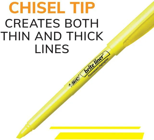 Alt view image 4 of 6 - BIC Brite Liner Highlighters, Chisel Tip, 5-Count Pack, Assorted Colors