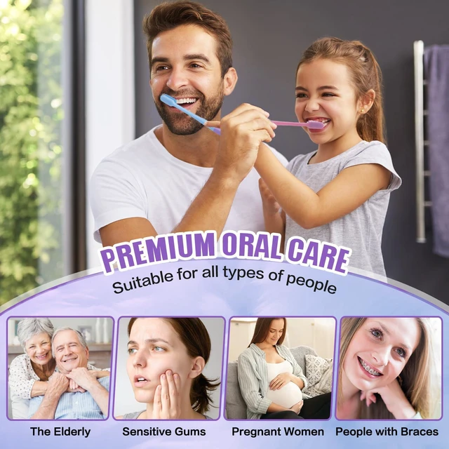 Alt view image 6 of 6 - 6 Pieces Individually Wrapped Extra Soft Toothbrush for Sensitive Teeth & Gums, 4000 Ultra-Soft Bristles, Compact Small Head, Macaron Color