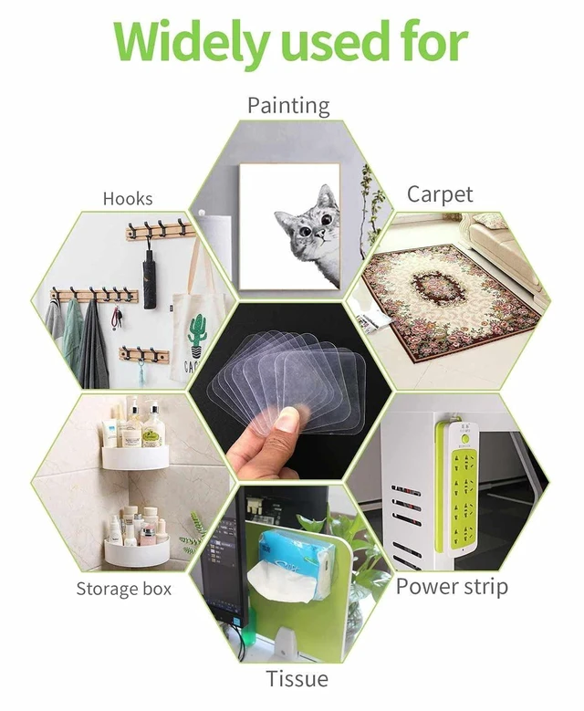 Alt view image 6 of 6 - 50PCS Double Sided Adhesive Pads, 1-3/8in x 1-3/8in x 0.52mm, Pre-Cut Square, Sticky Tack, for Mounting Walls Hanging