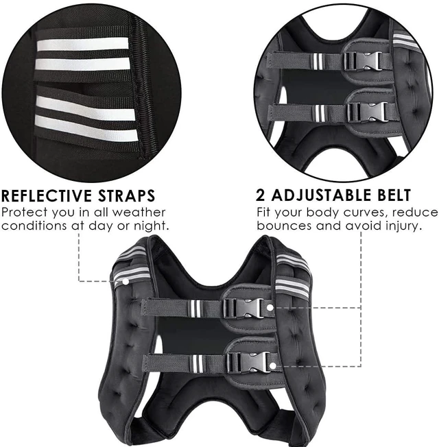 Alt view image 4 of 6 - Prodigen Weighted Vest 8-30Lbs with Reflective Stripe and Double Adjustable Buckle Straps for Strength Training, Jogging, Cardio, Weight Loss