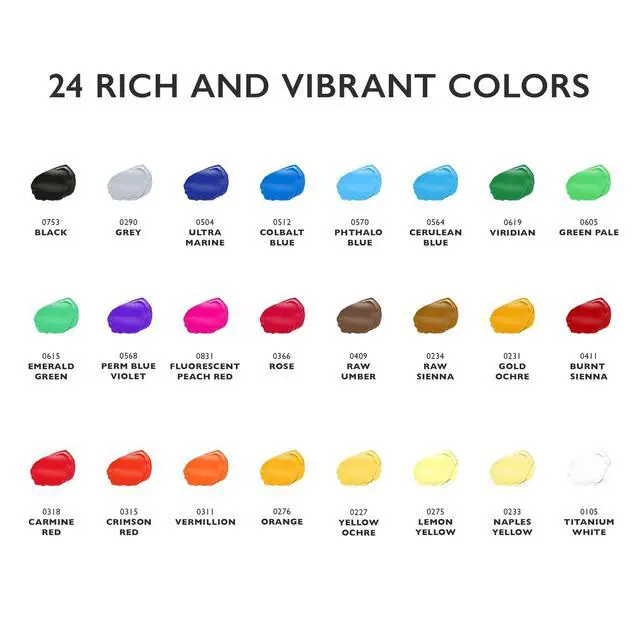 Alt view image 2 of 6 - Acrylic Paint Set, 24 Colors, 0.41oz (12ml) Each, With 3 Brushes - Perfect Paint Finish for Canvas, Paper, Wood, Rock, MDF, Ceramic & Fabric