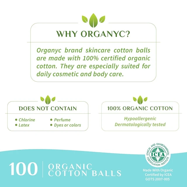 Alt view image 4 of 5 - Organyc 100% Organic Cotton Balls 100 Count for Sensitive Skin