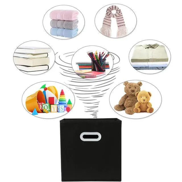 Alt view image 6 of 6 - Fabric Storage Bins, Set of 3, Cube Organizer with Dual Handles, Foldable Baskets for Home Bedroom, Black
