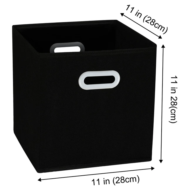 Alt view image 4 of 6 - Fabric Storage Bins, Set of 3, Cube Organizer with Dual Handles, Foldable Baskets for Home Bedroom, Black