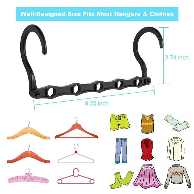 Alt view image 6 of 7 - 10 Pack Space Saving Hangers Closet Organizer and Storage for Clothes, Black