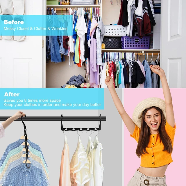 Alt view image 7 of 7 - 10 Pack Space Saving Hangers Closet Organizer and Storage for Clothes, Black
