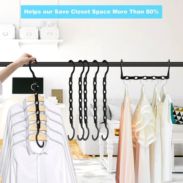 Alt view image 4 of 7 - 10 Pack Space Saving Hangers Closet Organizer and Storage for Clothes, Black