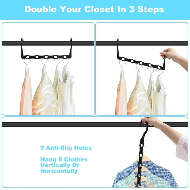 Alt view image 5 of 7 - 10 Pack Space Saving Hangers Closet Organizer and Storage for Clothes, Black