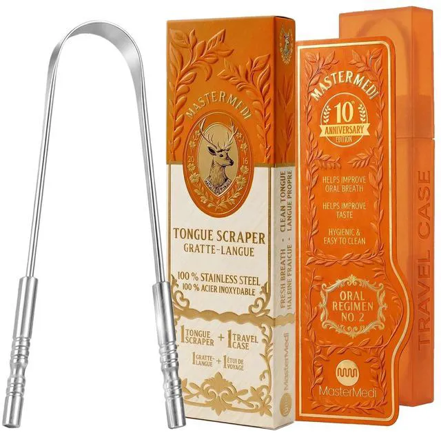 Main image of MasterMedi Tongue Scraper with Travel Case for Adults - Single Pack, Oral Care & Hygiene