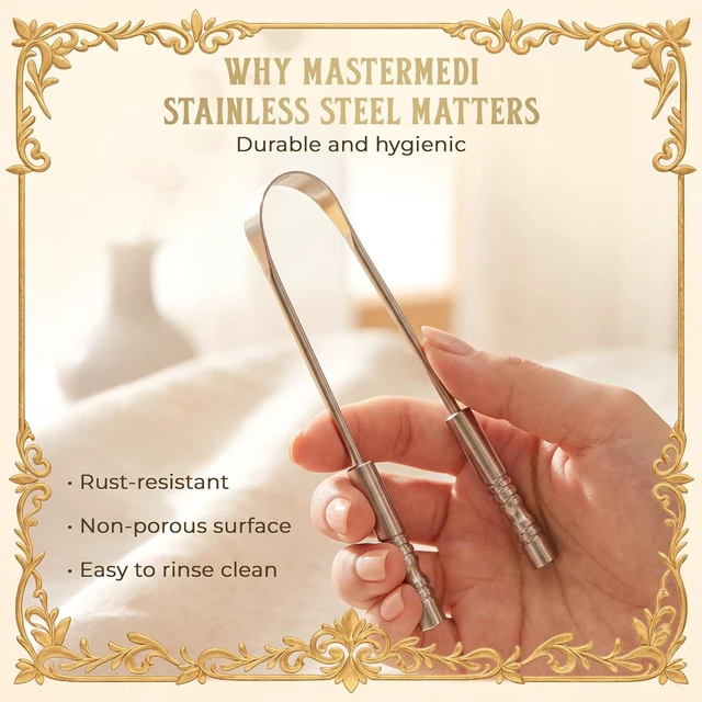 Alt view image 5 of 6 - MasterMedi Tongue Scraper with Travel Case for Adults - Single Pack, Oral Care & Hygiene