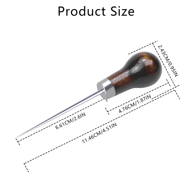 Alt view image 6 of 7 - 6 Pcs Gourd Shape Wooden Handle Scratch Awl Tool for Leather Craft Sewing Cloth Pouch Hole DIY Handmade