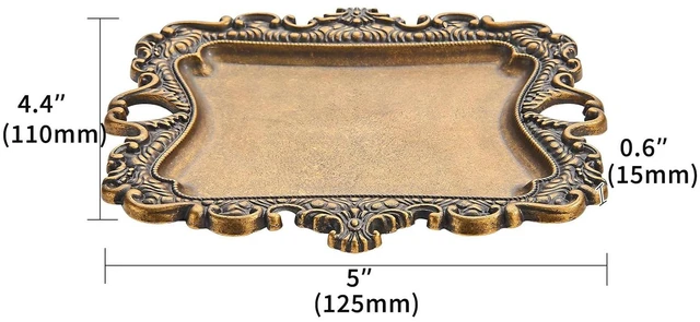 Alt view image 2 of 2 - Khtumeware 1 Pack Vintage Gold Antique Brass Jewelry Dish Tray