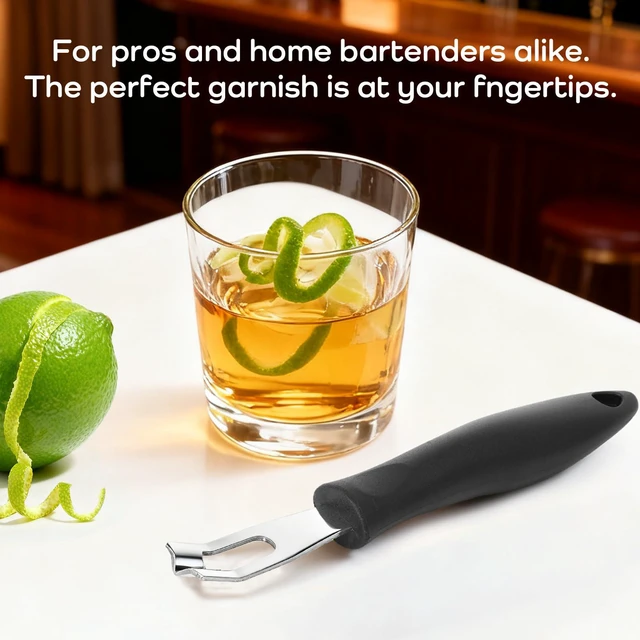 Alt view image 5 of 7 - Peeler A Channel Knife Lemon Peeler Zester Garnish, Triangular V-Shaped Stainless Steel Professional Grade Bar Tool for Cocktail Mixers