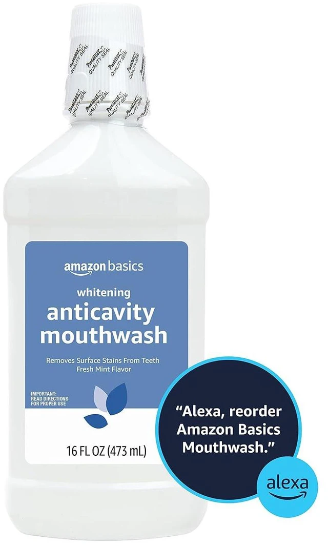 Alt view image 5 of 5 - Amazon Basics Whitening Anticavity Mouthwash, Fresh Mint, 16 fl oz, 1-Pack