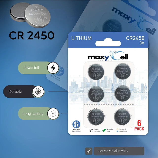 Alt view image 7 of 7 - CR2450 Lithium Coin Cell Battery 3V High-Capacity Long-Lasting Leak-Proof (6 Pack)