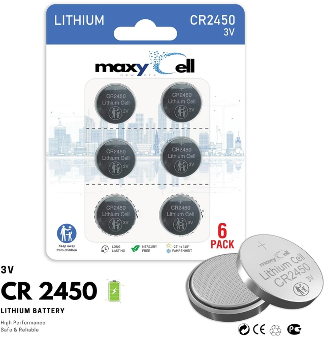 Alt view image 3 of 7 - CR2450 Lithium Coin Cell Battery 3V High-Capacity Long-Lasting Leak-Proof (6 Pack)