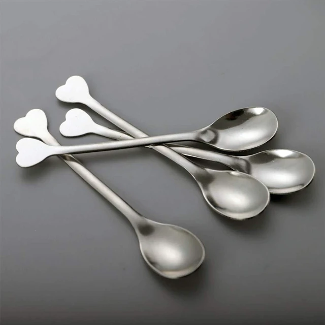 Alt view image 7 of 7 - Stainless Steel Mini Dessert Spoons Set of 10, Heart-Shaped Handle, 4.5-Inch, for Demitasse, Espresso, Coffee, Dessert, Tea, Appetizer