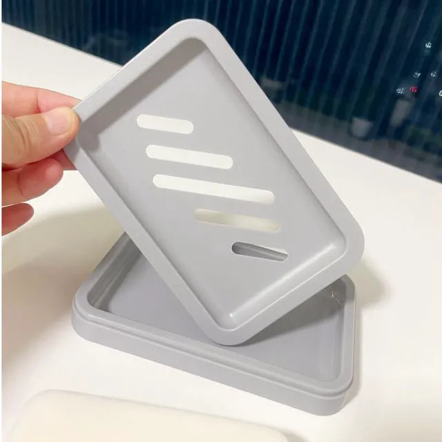 Alt view image 7 of 7 - 2PCS Grey Soap Holders, Premium Plastic Bamboo Dish for Shower and Bath