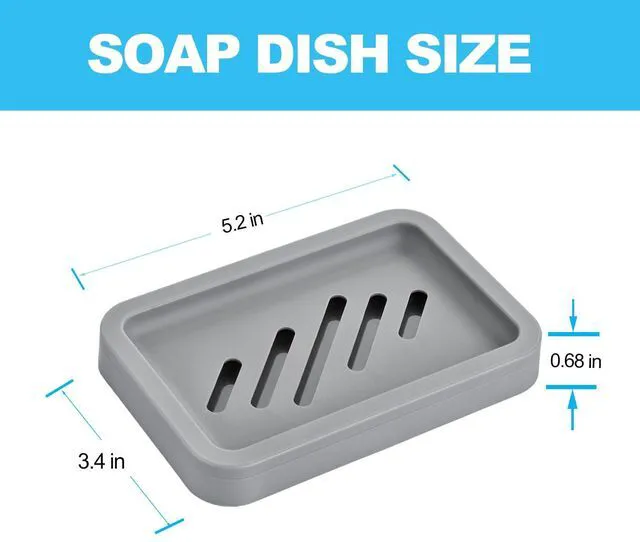 Alt view image 4 of 7 - 2PCS Grey Soap Holders, Premium Plastic Bamboo Dish for Shower and Bath