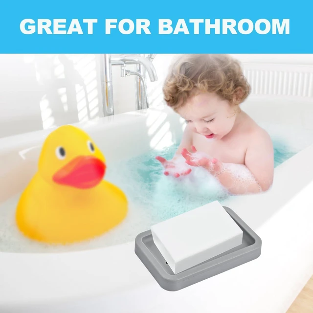 Alt view image 5 of 7 - 2PCS Grey Soap Holders, Premium Plastic Bamboo Dish for Shower and Bath