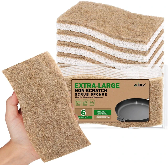 Main image of AIDEA XL Non-Scratch Scrub Sponges for Dishes, 6Count