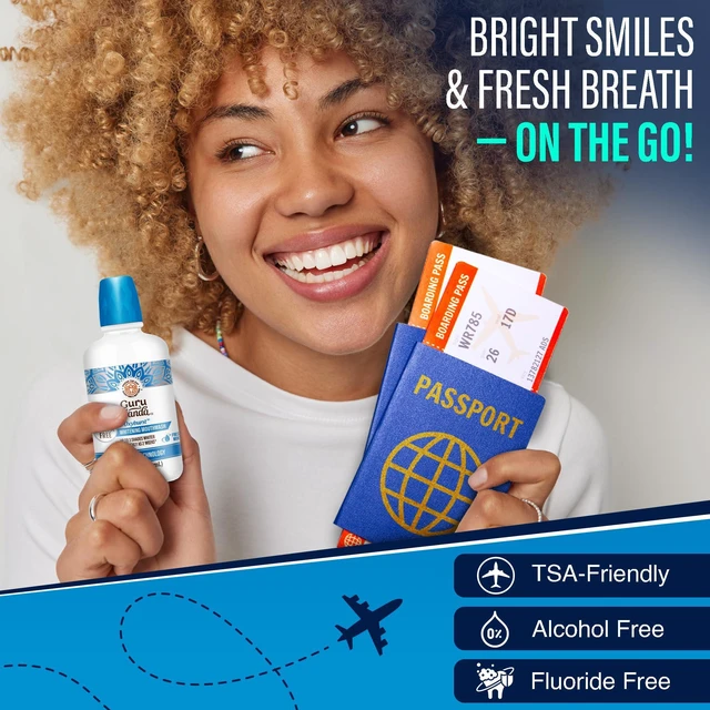 Alt view image 5 of 6 - GuruNanda Travel Mouthwash Teeth Whitening with Hydrogen Peroxide Mint 3oz