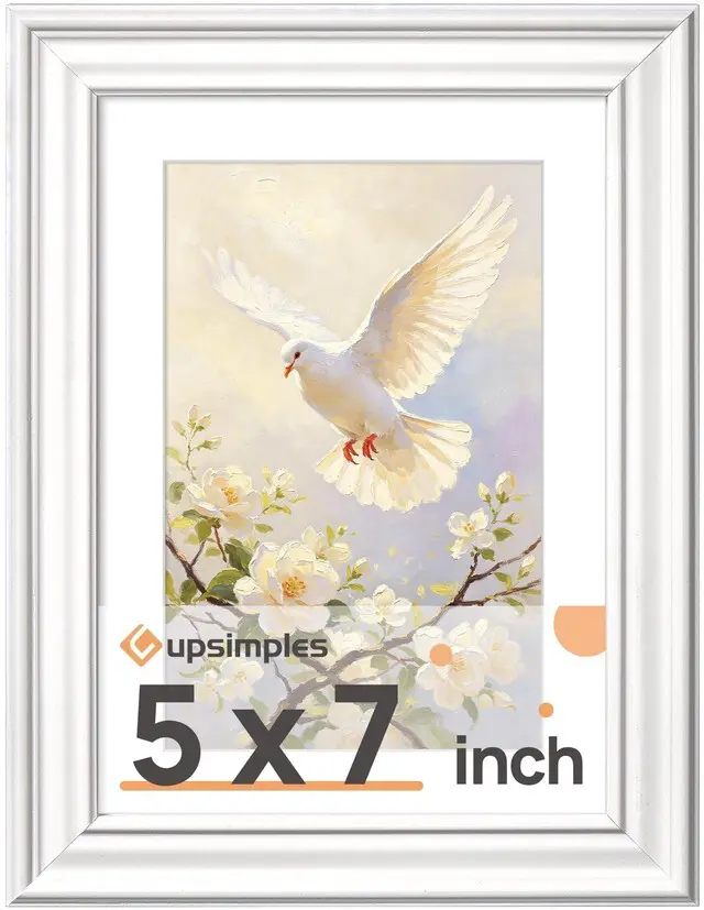 Main image of Upsimples 5x7 Picture Frame, Vintage Frame Decor, 1 Pack, White