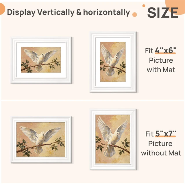 Alt view image 3 of 7 - Upsimples 5x7 Picture Frame, Vintage Frame Decor, 1 Pack, White