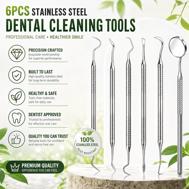 Alt view image 2 of 6 - Dental Pick Tool Kit Tooth Scraper Plaque Tartar Remover