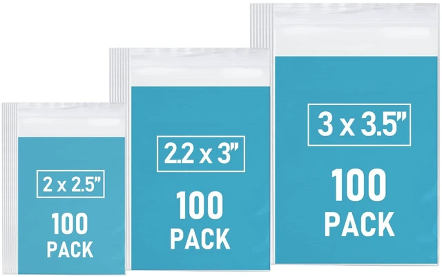 Main image of 300 PCS Mini Plastic Baggies, 3 Assorted Sizes