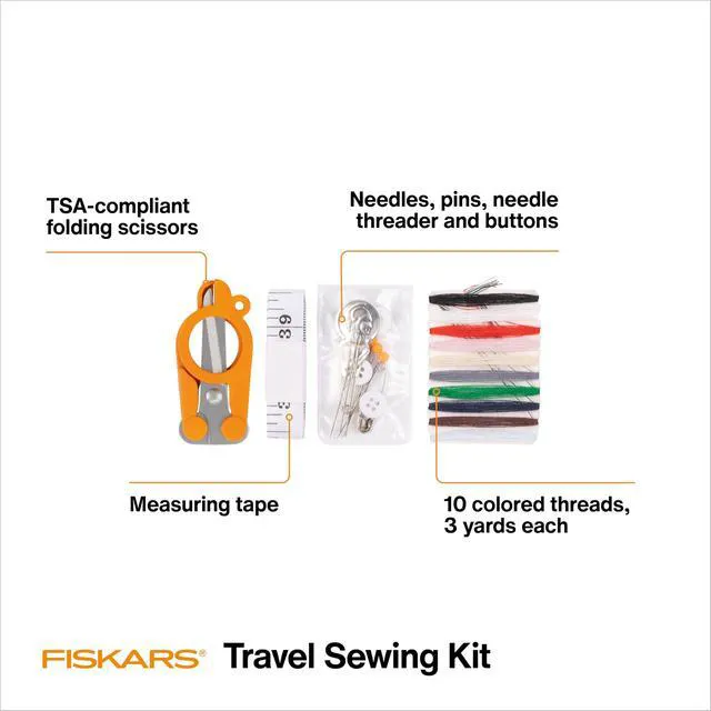 Alt view image 4 of 6 - Fiskars 27-Piece Travel Sewing Kit, 39" Measuring Tape, Orange