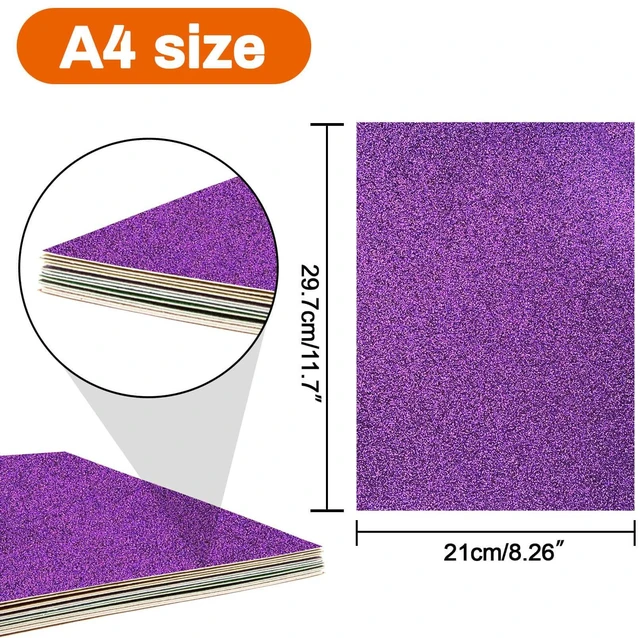 Alt view image 5 of 7 - Sukh 20pcs Glitter Cardstock Paper A4 250GSM 14 Colors for Halloween, Christmas, Valentines, Wedding, Birthday, DIY, Scrapbook, Gift Wrap
