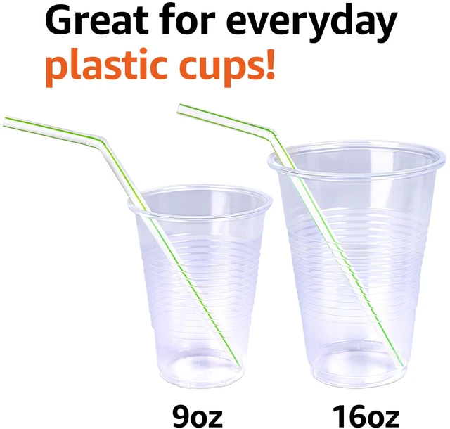 Alt view image 5 of 7 - Disposable Striped Plastic Flex Straws, Amazon Basics, BPA Free, Food-Safe, 7.5" Long, Assorted Colors, 100 Count