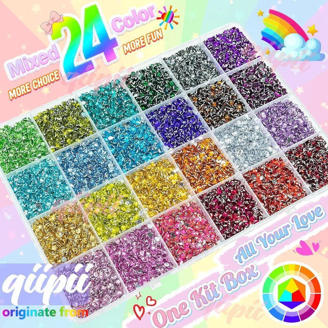 Alt view image 4 of 7 - Qiipii 24 Color 13800pcs 3mm Crystal Resin Flatback Rhinestones for Bedazzling DIY Crafts Nails Makeup Clothes Shoes