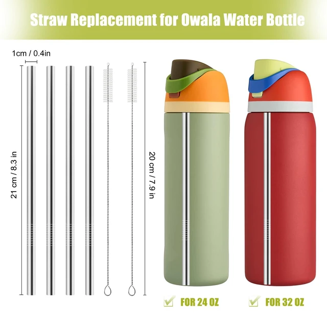 Alt view image 2 of 6 - Owala Water Bottle Replacement Straws 24oz 32oz Stainless Steel 4 Pack with 2 Straw Cleaners