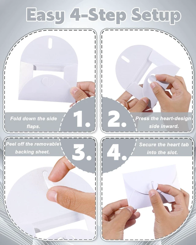 Alt view image 2 of 7 - EORTA 50-Pack Mini Envelopes with View Window, Kraft Paper, Heart Clasp Closure, 4.13 x 2.76Inch, White