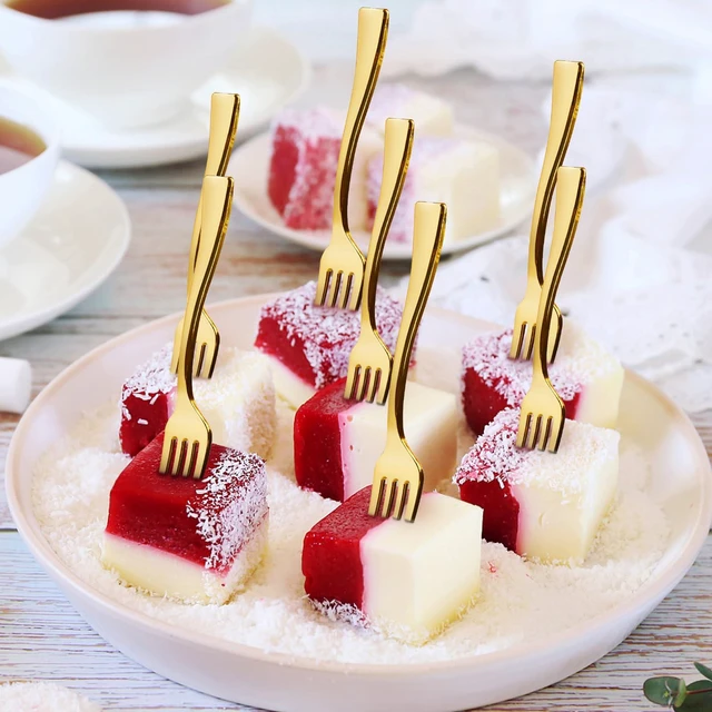 Alt view image 2 of 6 - Mini Gold Forks for Desserts 100CT 4-Inch