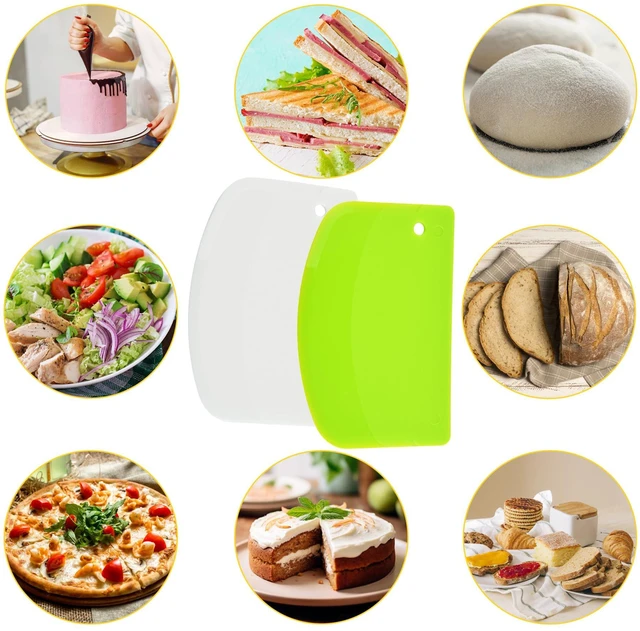 Alt view image 2 of 5 - 5-Pack Plastic Dough Scraper & Bench Scraper, 5.3x3.6 Inch, Bowl Spatula, Kitchen Pastry Cutter for Bread, Pizza, Baking Cake, Multicolor