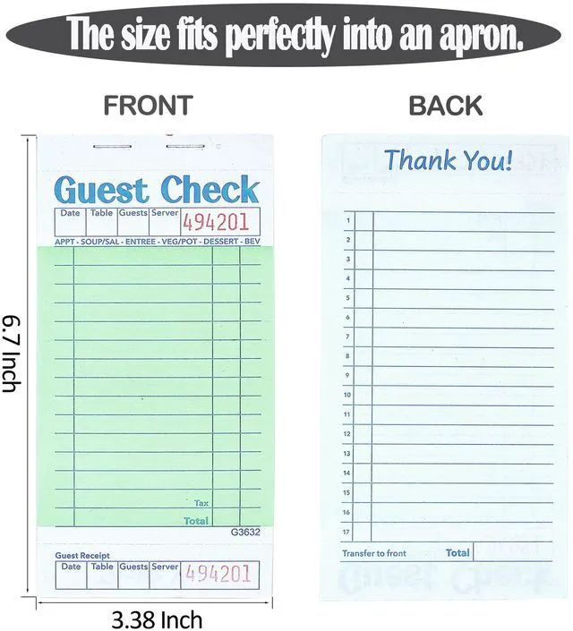 Alt view image 2 of 6 - Budgenix 6 Pack Guest Checks Server Note Pads, 300 Order Pads