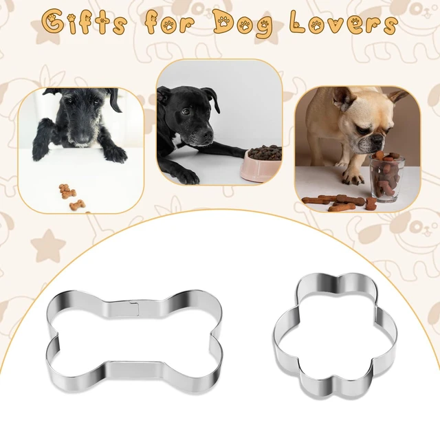 Alt view image 6 of 7 - 6 Pcs Stainless Steel Dog Bone & Paw Print Cookie Cutter Set, 3 Sizes Biscuit Mold for Theme Party Homemade Treats and Baking
