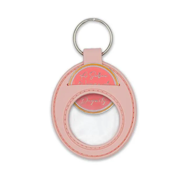 Alt view image 2 of 6 - AA Coin Holder Keychain Pink for Sobriety Chip Medallions and Recovery Tokens