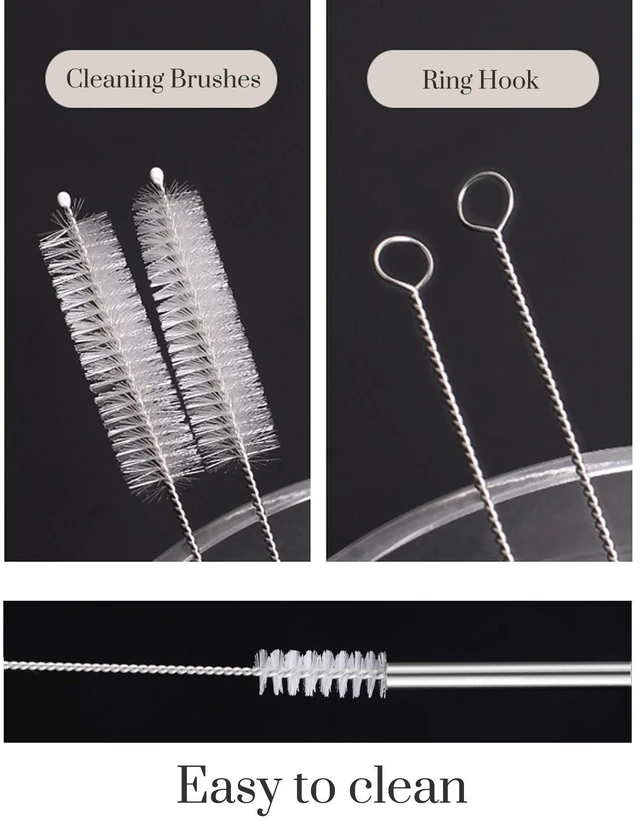 Alt view image 3 of 6 - 4-Pack Reusable Stainless Steel Straws, 10.5-Inch with Cleaning Brushes and Case, for 30oz and 20oz Tumblers