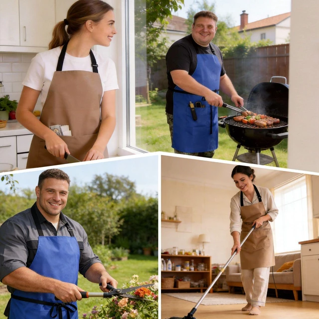 Alt view image 3 of 6 - 2 Pack Kitchen Aprons, Waterproof and Oil Resistant, 2 Pockets, Adjustable Neck Strap